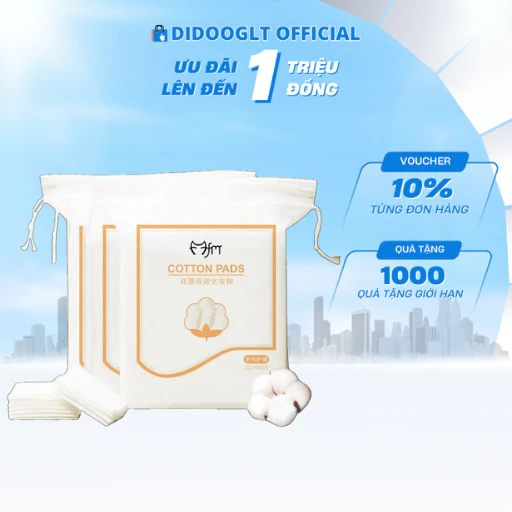 Bông Tẩy Trang 222 Miếng Didooglt 3 Lớp Cotton Siêu Mềm Mịn