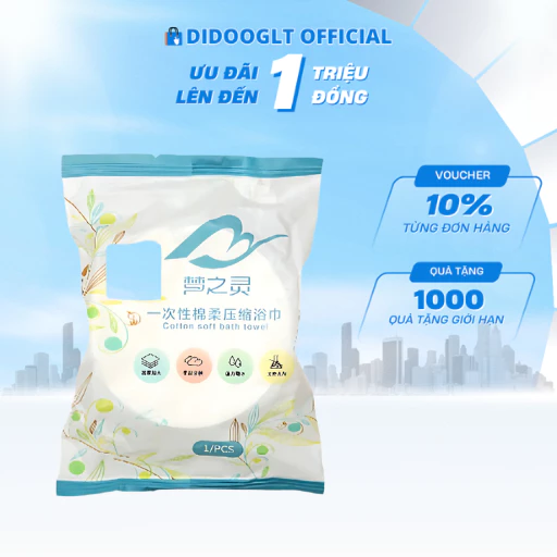 Khăn Tắm Nén Bằng Cotton Didooglt 70x140cm Tự Nhiên Thấm Nước Tốt Tiện Lợi