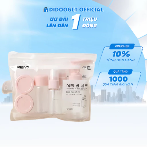 Bộ chiết mỹ phẩm du lịch Didooglt cao cấp 7 món dụng cụ chiết mini tiện lợi, chai chiết nhựa cao cấp