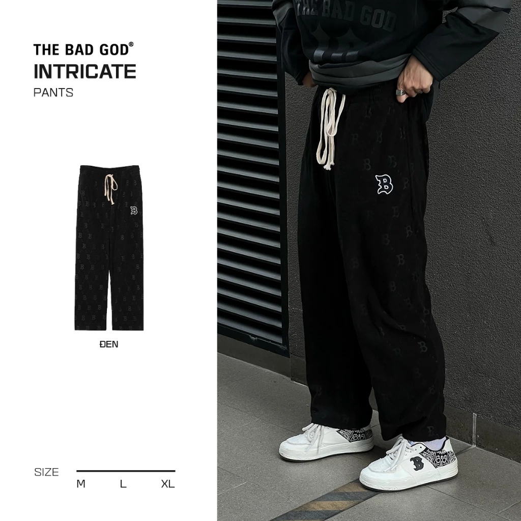 Quần ống suông rộng chất nỉ unisex The Bad God Intricate pants