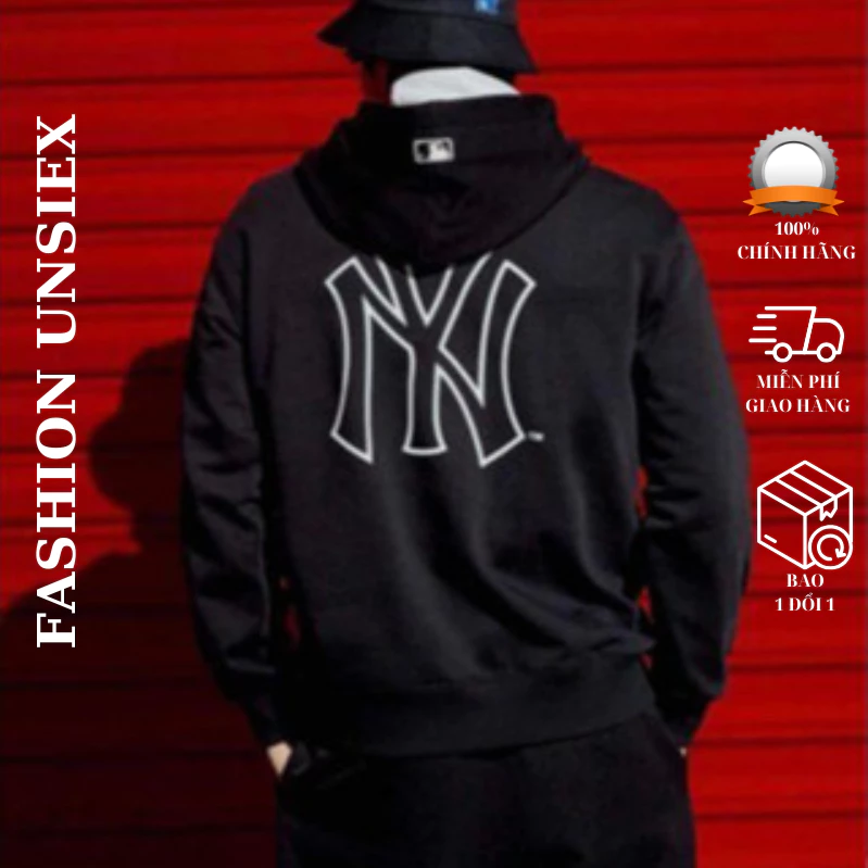 Áo hoodie NY chính hãng chất nỉ bông dày dặn chuẩn form nam nữ unisex cao cấp form rộng oversize