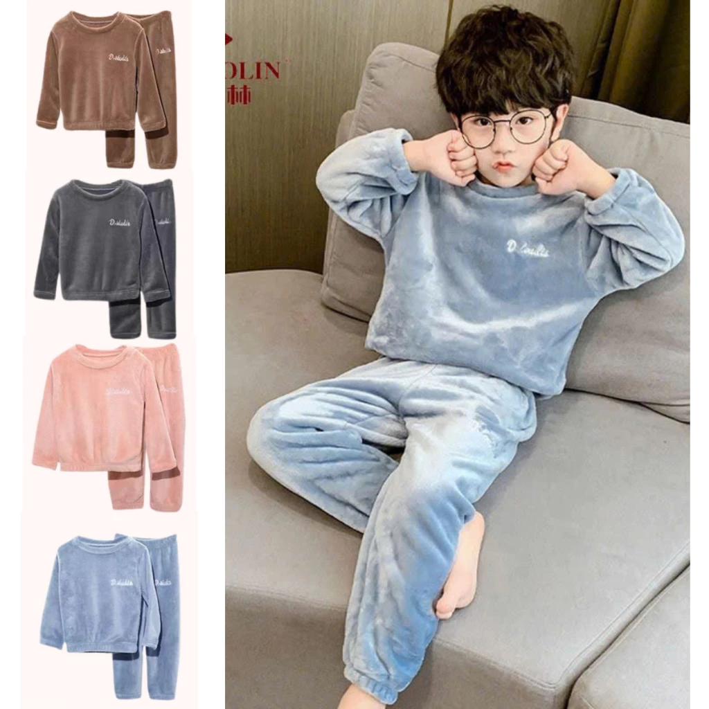 Bộ quần áo Lông Cừu mềm mịn mặc đi ngủ,mặc ở nhà cho Bé trai bé Gái hàng nhập Quảng Châu (Clip thật)