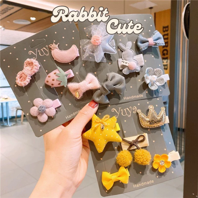 Set 5 kẹp tóc hình dễ thương, cặp tóc cute cho bé, kẹp tóc không đau kẹp lên thoải mái