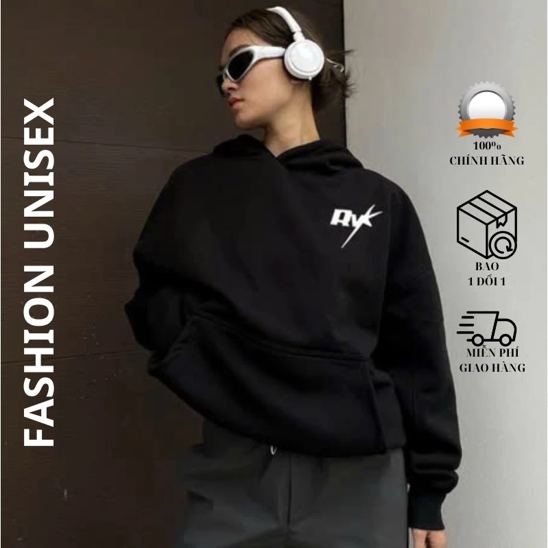 ÁO hoodie chất liệu nỉ bông in chữ RVK đơn giản form thoải mái