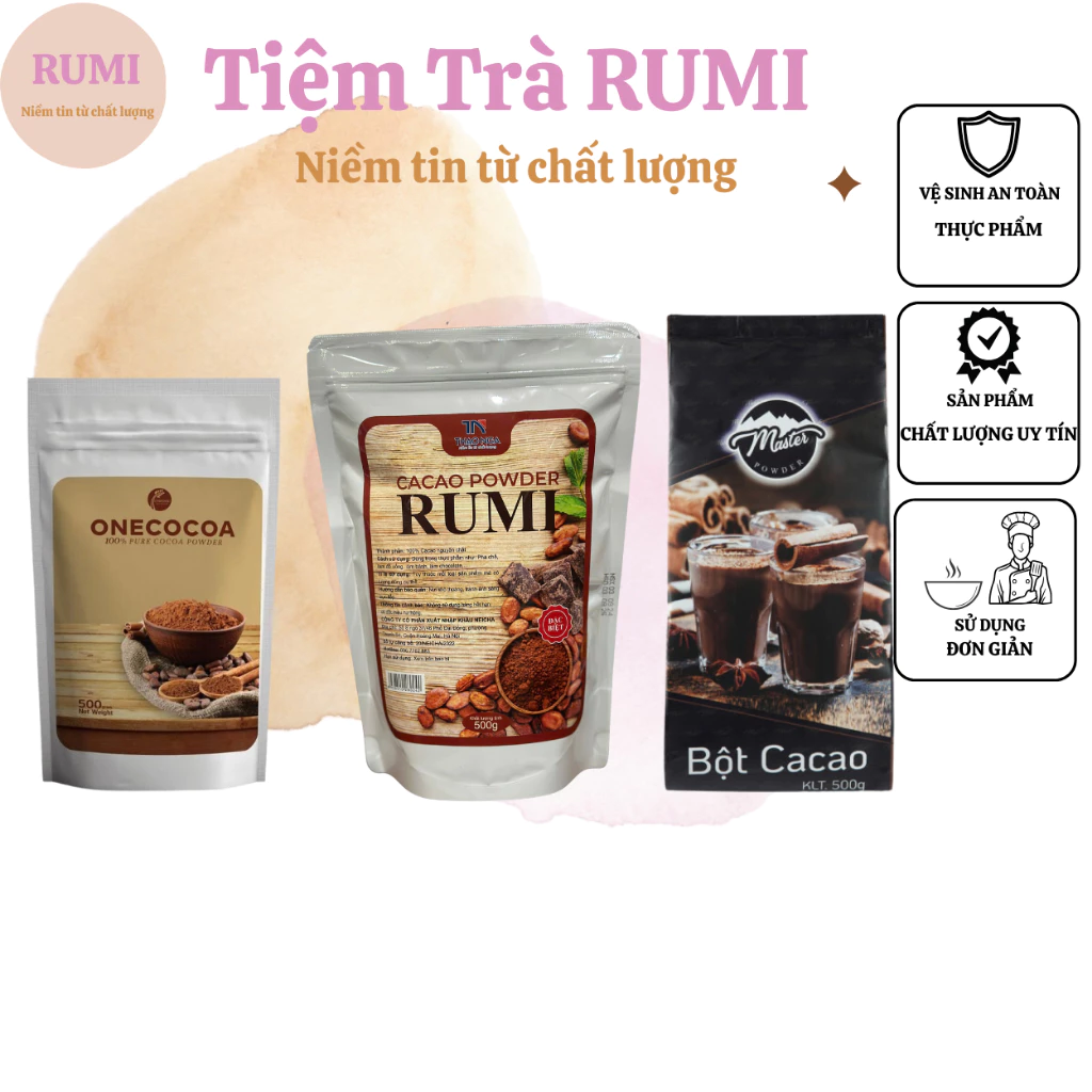 Bột ca cao (cacao) nguyên chất hãng ONE / MASTER/RUMI gói 500g