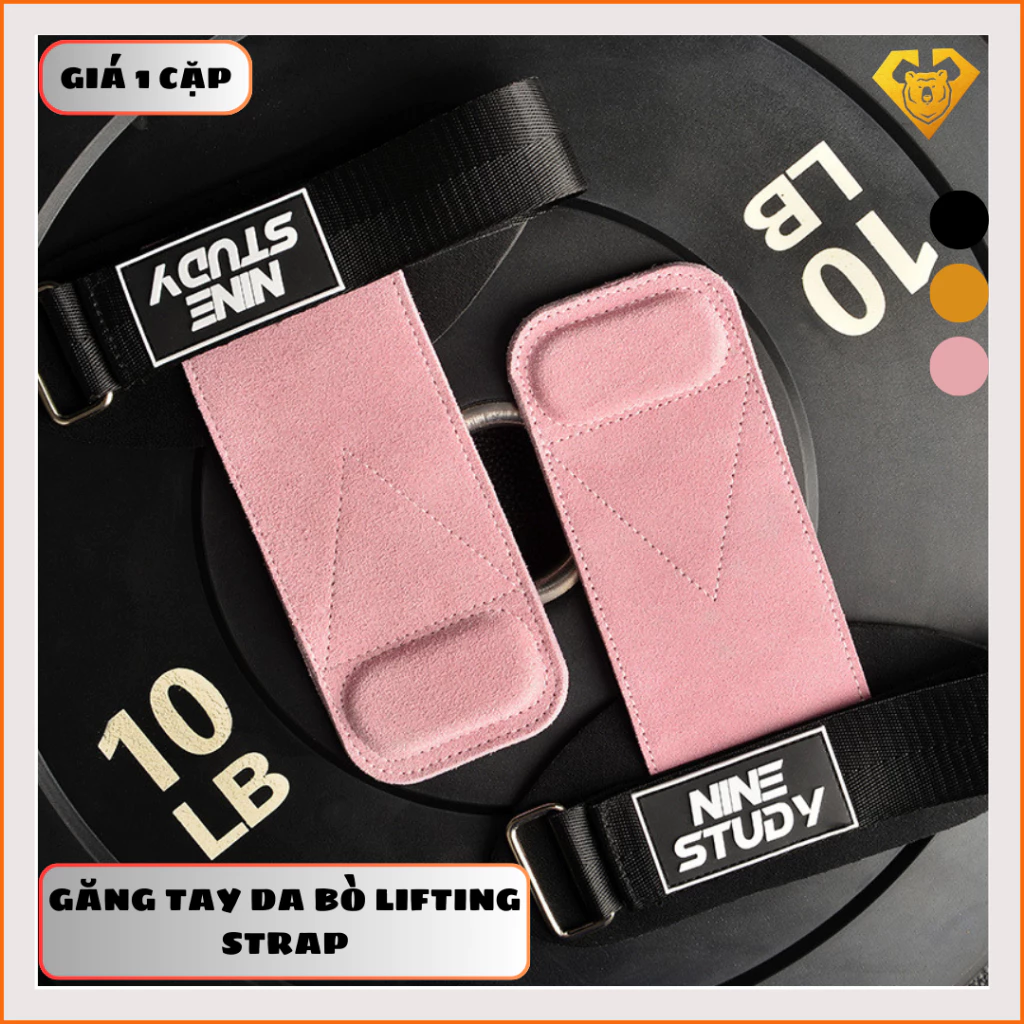 Găng Tay Tập GYM Chính hãng Nine Study, Dây kéo lưng Lifting Straps đa năng hỗ trợ tập Gym, lên xà