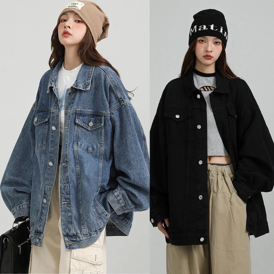 Áo Khoác Bò Nam Nữ UNISEX Form Rộng Dáng Suông MIAA Màu Xanh và Đen Trơn Big size, Áo khoác ngoài cho mùa đông 2024