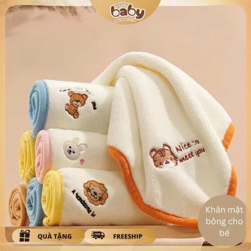 (HÀNG LOẠI 1 ) Sét 5 Khăn Mặt Cho Bé siêu mềm mại, thấm hút tốt, an toàn không xổ xù lông khi sử dụng