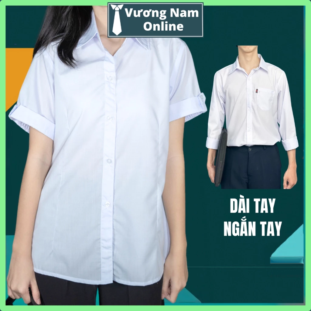 Áo sơ mi học sinh trắng nữ tay NGẮN DÀI hàng tiêu chuẩn vải kate tốt cấp 1 2 và 3 vạc bầu VNO95