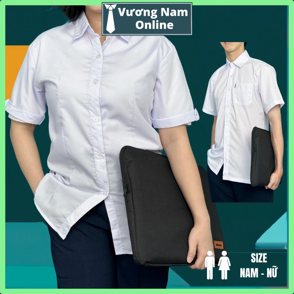 Áo sơ mi nữ trắng đi học sinh tay NGẮN DÀI vải kate tốt cấp 1 2 và 3 hàng tiêu chuẩn vạc bầu VNO95