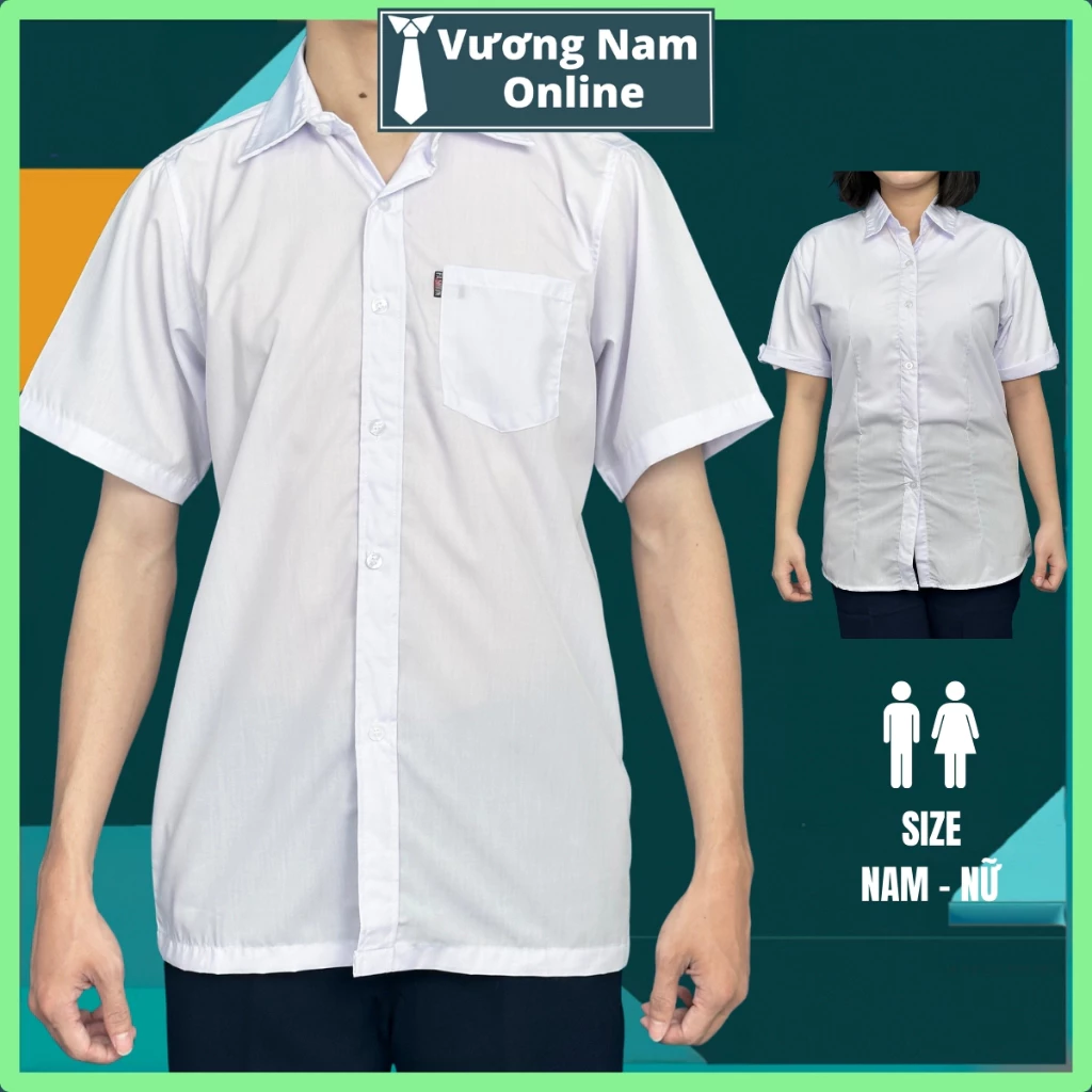 Áo sơ mi học sinh nam trắng tay ngắn và dài vải kate hàng tiêu chuẩn vạc ngang VNO95