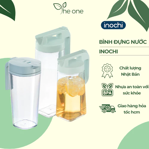 Bình nước Biwa 2.1l Inochi. Thiết kế nắp và thân bình hiện đại, nhựa an toàn chịu nhiệt tốt