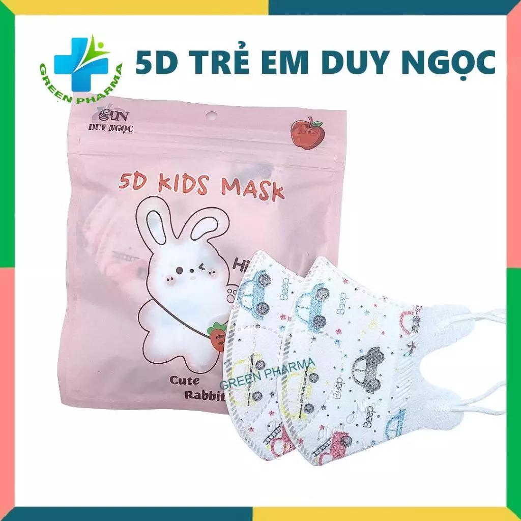 Khẩu Trang Trẻ Em 3-8 Tuổi KIDS Duy Ngọc 5D Ôm Mặt An Toàn Thông Thoáng Lọc Bụi Mịn Chống Tia UV