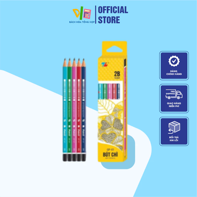 Hộp 10 Bút Chì 2B Thiên Long GP-01 Mẫu Mới, Bút Chì 2B Nhiều Màu Sắc Đẹp, Bền Bỉ - Bách Hóa Tổng Hợp