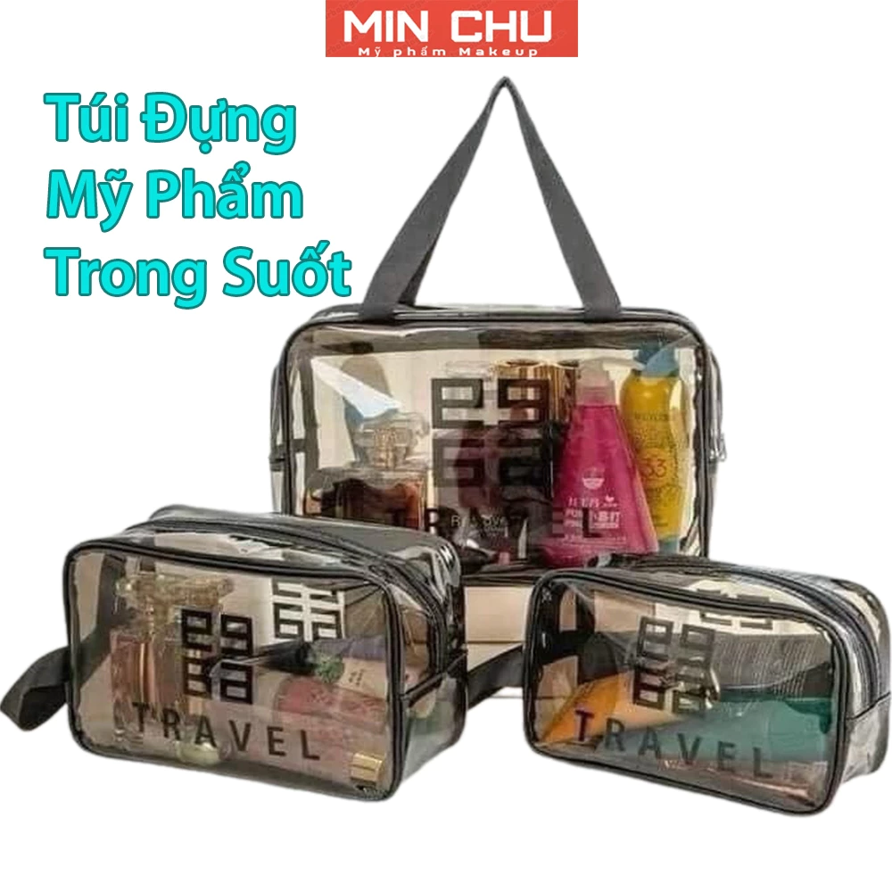 Set 3 túi trong suốt Travel đựng đồ, mỹ phẩm du lịch thời trang