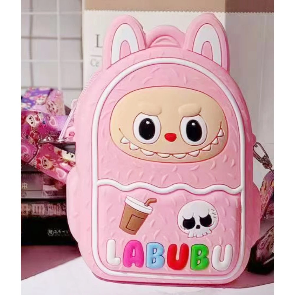 Ví đựng tiền Xu Labubububu, Ví trẻ em silicon Kawaii, Túi đeo vai hoạt hình di động dành cho học sinh trẻ em