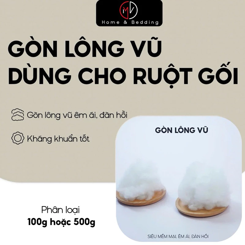 Gòn Lông Vũ Nhân Tạo BTY Home Living (Dùng Cho Cả Ruột Gối Nằm ̃& Ôm)