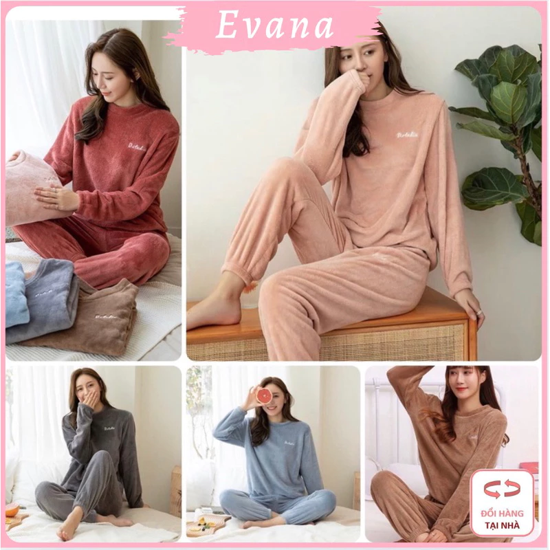 [SỈ] Bộ đồ lông mặc nhà, bộ bông nỉ mùa đông bo gấu ấm áp BL53