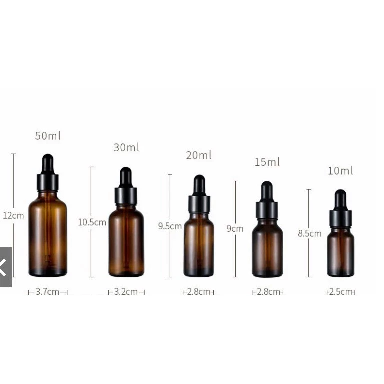 Chai thủy tinh NÂU nắp bóp ĐEN 5ml 10ml 15ml 20ml 30ml 50ml 100ml - Lọ đựng serum, tinh dầu, mỹ phẩm