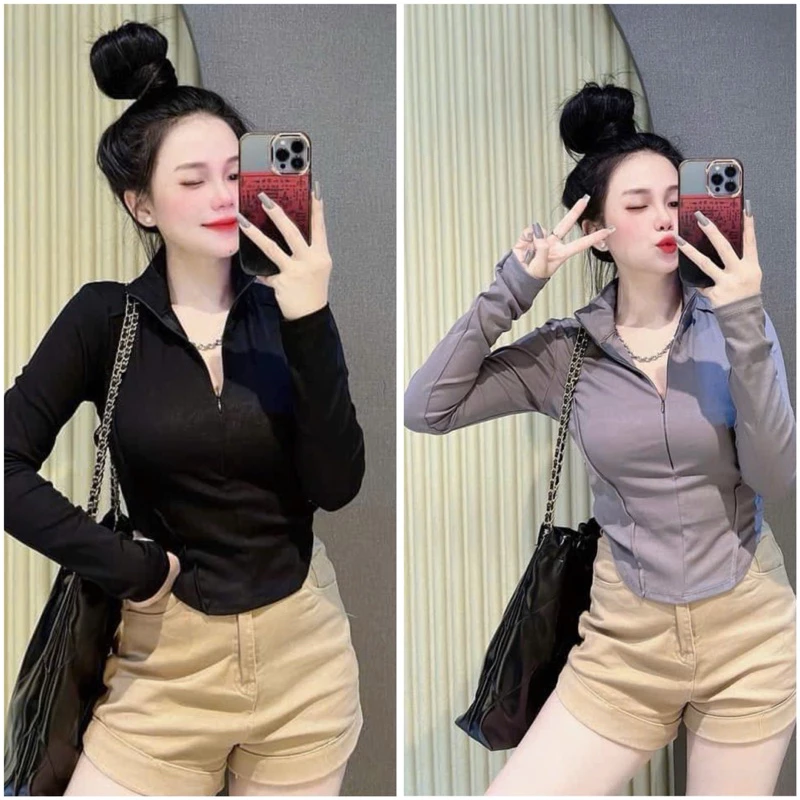 🌷Áo thun borip tay dài séc kéo xịn xịn 💋KLii jeans sẵn
