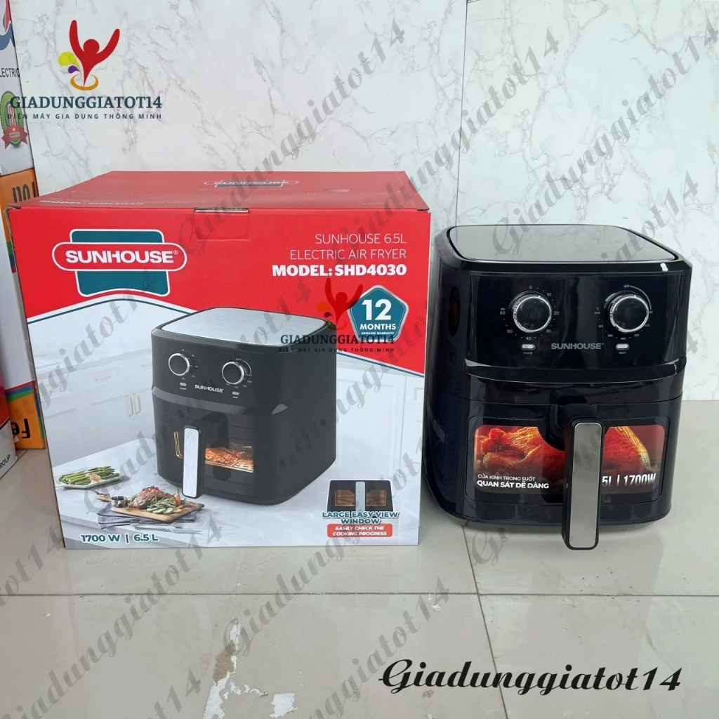Nồi Chiên Không Dầu Sunhouse SHD4030 Dung Tích 6.5L-Công suất 1700W- Bảo Hành Chính Hãng 12 Tháng Toàn Quốc