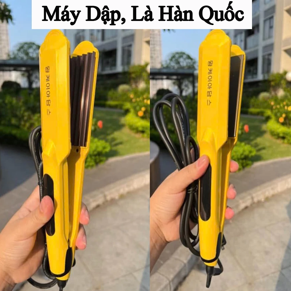 Máy dập xù, duỗi tóc vàng phong cách Hàn Quốc mượt bóng không rít tóc