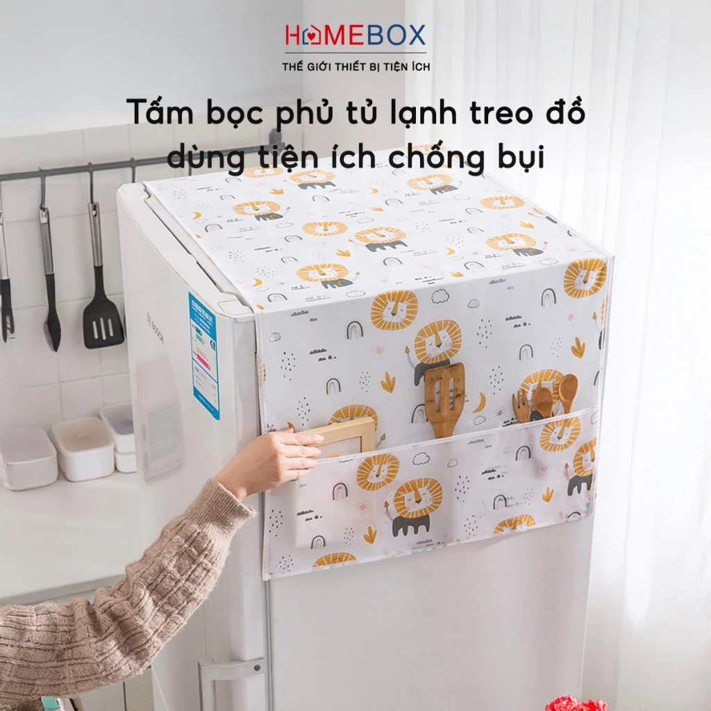 Tấm Phủ Tủ Lạnh Có Ngăn Đựng Đồ Tiện Lợi, Tấm Che Tủ Lạnh Máy Giặt PEVA Chống Bụi Chống Thấm Nước