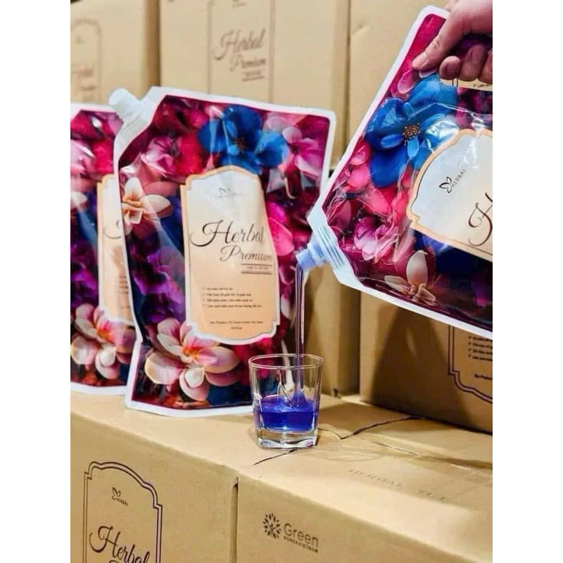 Thùng 4 túi 3L nước giặt Hương Hoa Herbal Premium hàng chuẩn loại 1 đậm đặc giúp quần áo thơm lâu, an toàn