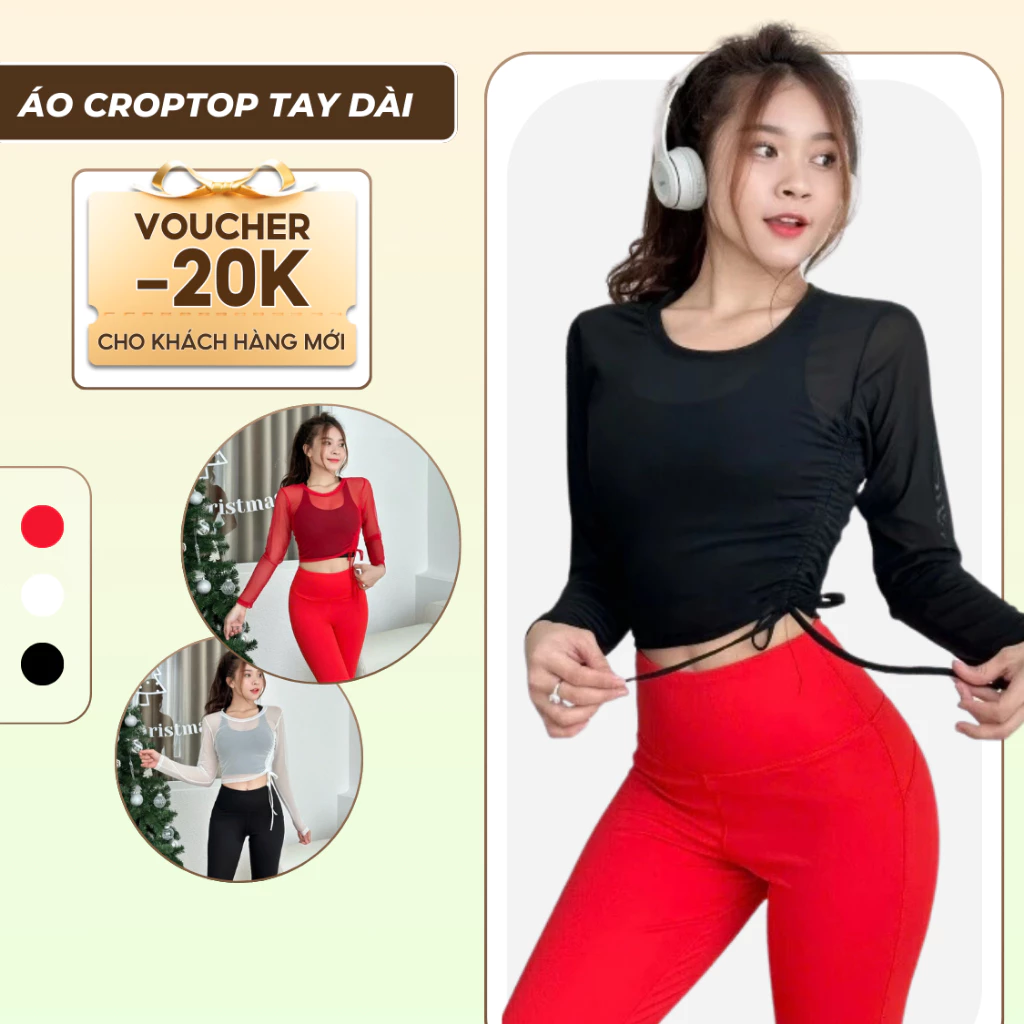 Áo croptop nữ tay dài áo tank top áo lưới áo tập gym nữ YLYSPORT A13