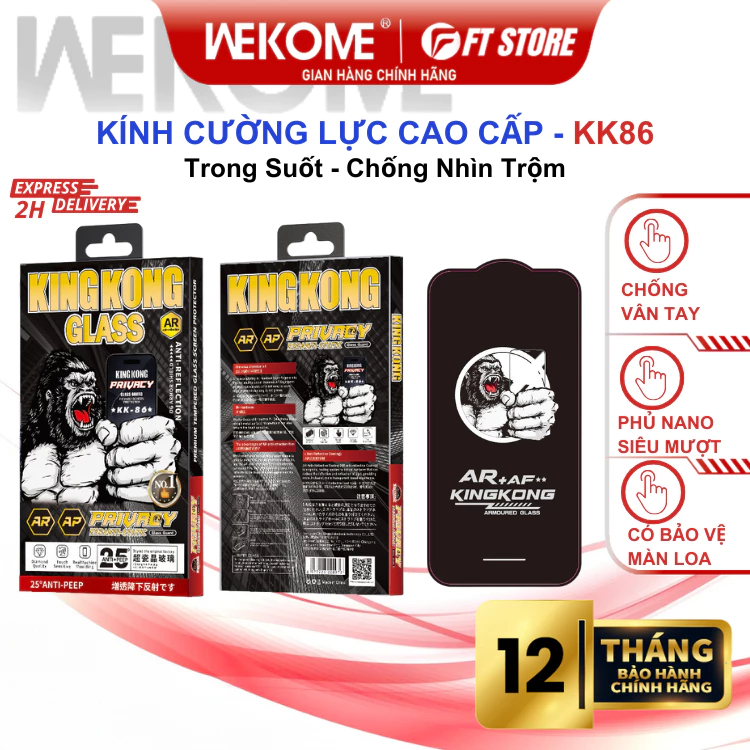 Kính cường lực iphone KINGKONG KK-86 Full HD, X XS Max 11 12 Pro 13 14 15 16 promax pro - chính hãng