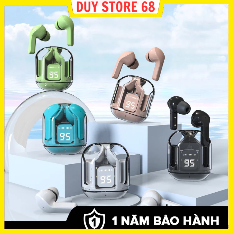 Tai Nghe bluetooth KY8 / KY9 5 Màu Trong Suốt Với Màn Hình Kỹ Thuật Số Giảm Tiếng Ồn Tích Hợp mic
