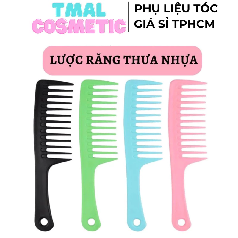 Lược Răng To Răng Thưa Giúp Chải Tóc Xoăn Tóc Rối Chất Liệu Nhựa Nhiều Màu