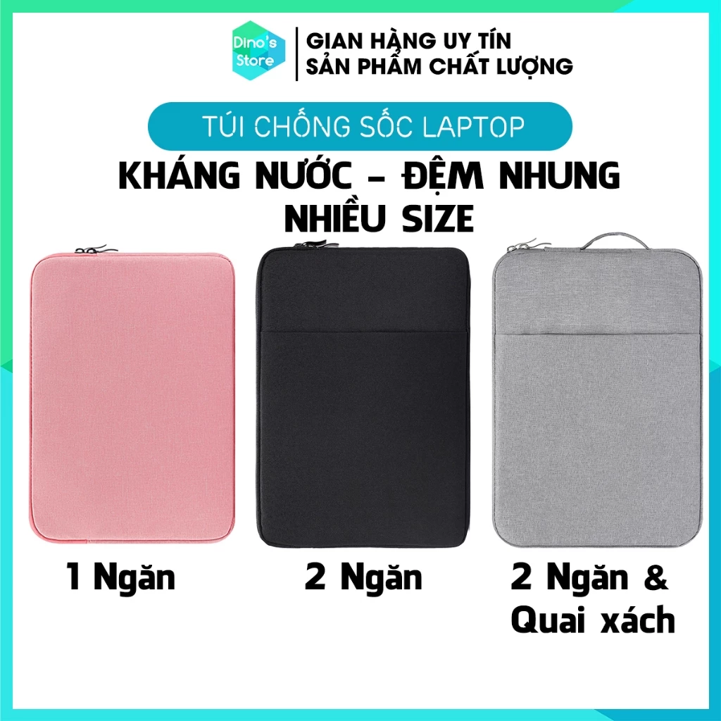 Túi đựng laptop túi chống sốc laptop ultrabook nhiều ngăn đựng phù hợp size 13.3 - 14 - 15 - 15.6 - 16 Inch DinoStore