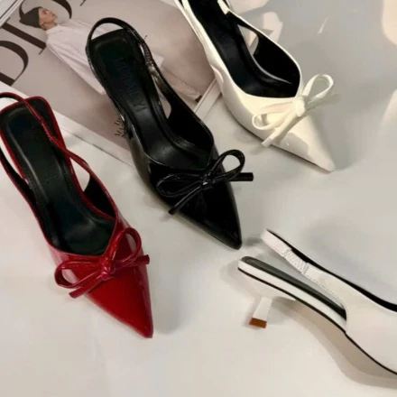 Giày Sandal Nữ Cao 5cm Ngọc Trinh Store Nơ Nhỏ Xinh Xắn KB 060 - Màu Đen/Trắng/Đỏ Đô, Size 35-39 - Shoes