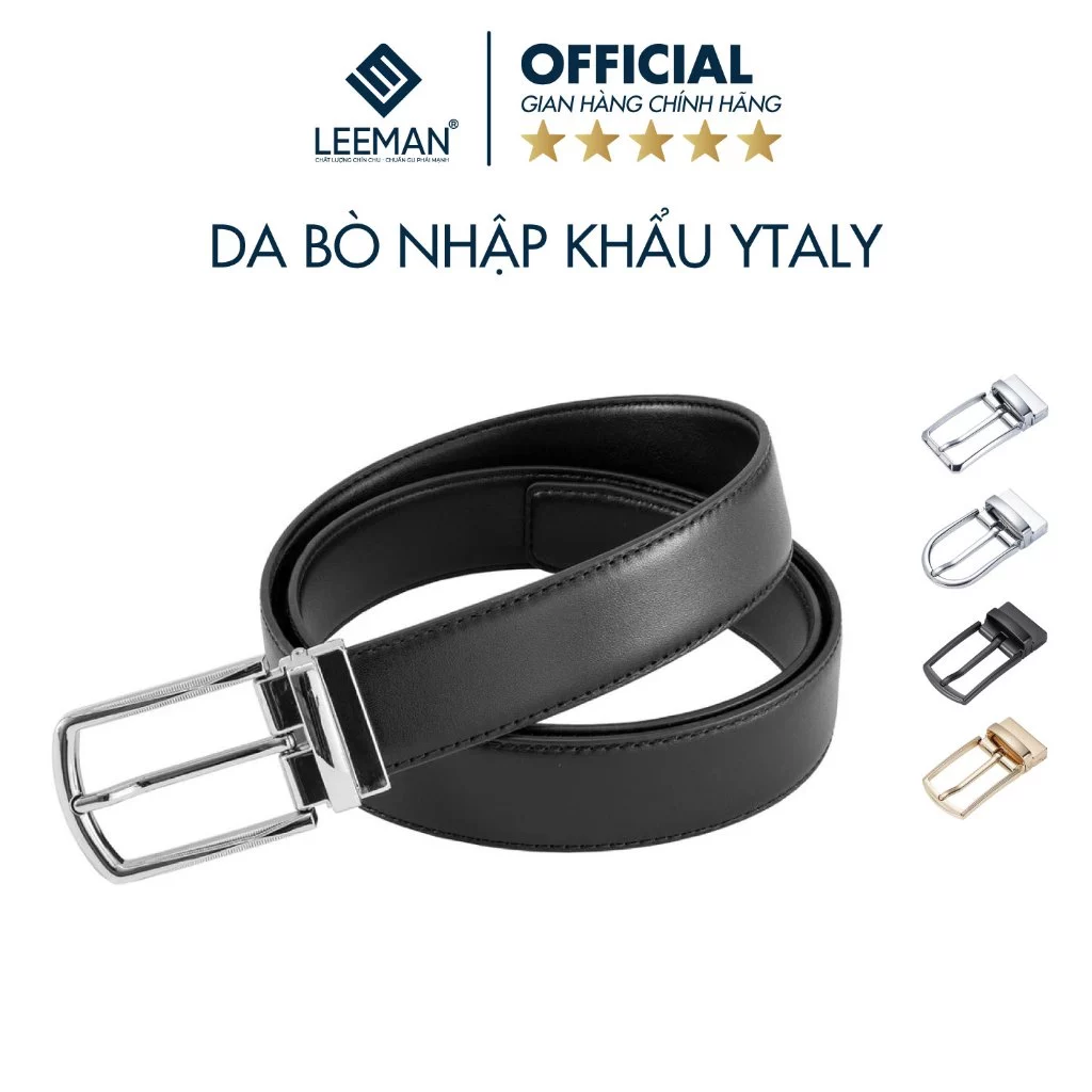 Thắt Lưng Da Bò Thật Cao Cấp Thương Hiệu LEEMAN DL121 Dây Nịt Nam Khóa Kim Thiết Kế Trẻ Trung