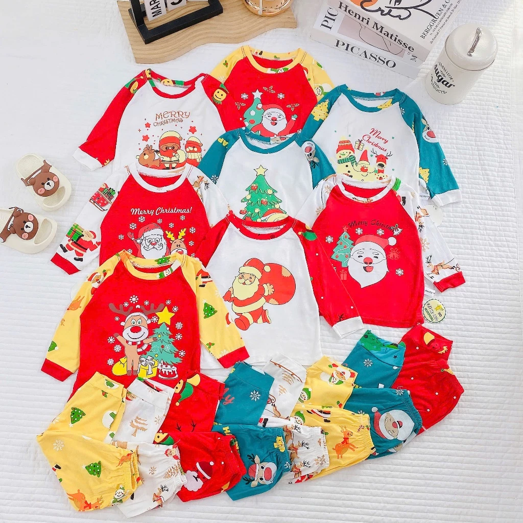 (5-15KG) Como 3 Bộ NOEL Cho Bé Trai Bé Gái , Quần Áo Ông Già Noel Chất Thun Lạnh Co Giãn tốt Thoải Mái cho bé
