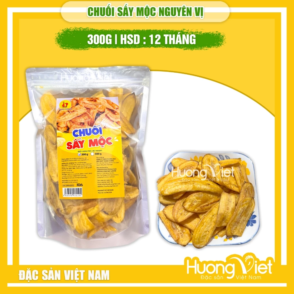 Chuối sấy giòn không đường, đặc sản chuối sấy mộc Đồng Nai túi zip 300g, trái cây sấy ăn vặt Sài Gòn