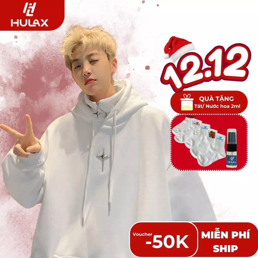 [XẢ KHO] Áo Hoodie Nỉ Unisex Thiết Kế Khóa Kéo Cao Cổ Siêu Ấm Lót Nỉ Ép 2 Lớp Form Rộng 𝙃𝙐𝙇𝘼𝙓
