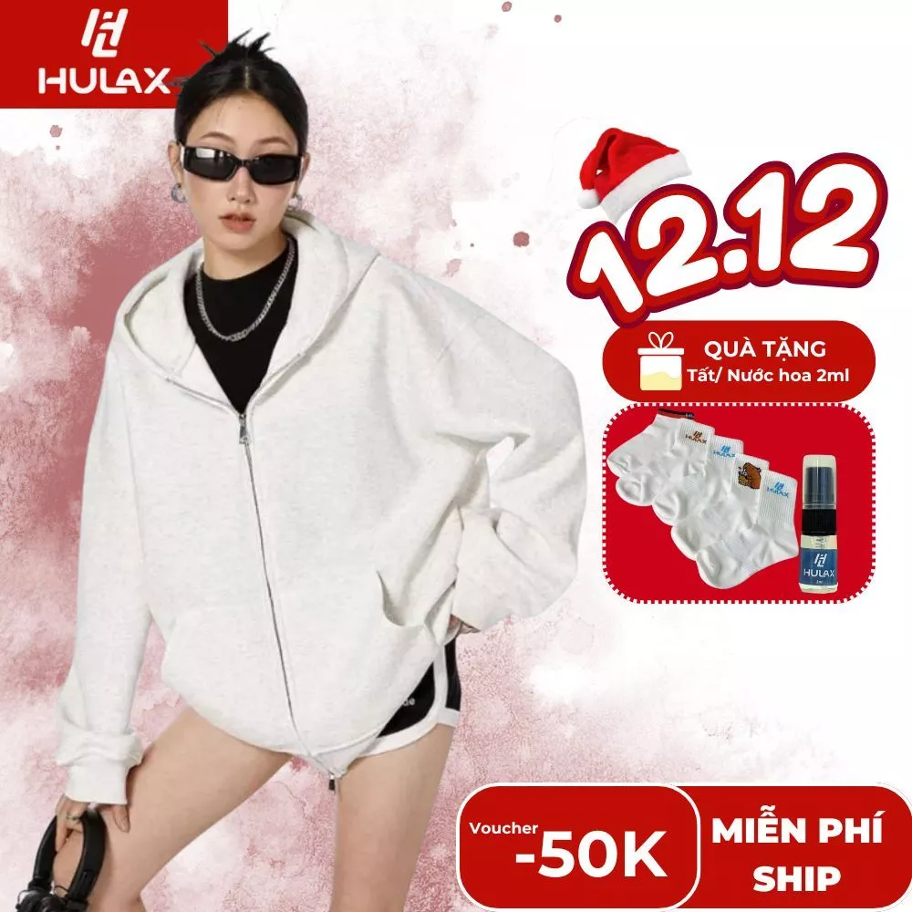 Áo Khoác Hoodie Zip Dày Dặn Lót Nhung Mịn, Hoodie Zip Nỉ Không Dây Unisex Năng Động 𝙃𝙐𝙇𝘼𝙓