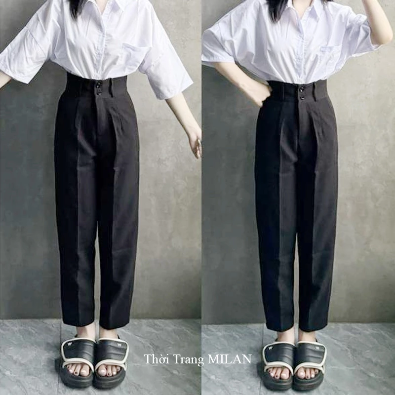 (DÀI 88-95-103CM)Quần tây đi học nữ cao m50 m55 m60 m65 M625 dáng quần baggy học sinh cạp cao ống đứng suông dài