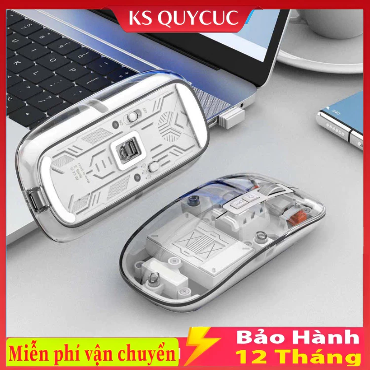 Chuột Không Dây A2 Trong Suốt Chuột Bluetooth Không Dây Dùng Pin Sạc, Click Không Gây Tiếng Ồn, Bluetooth 2.4Ghz