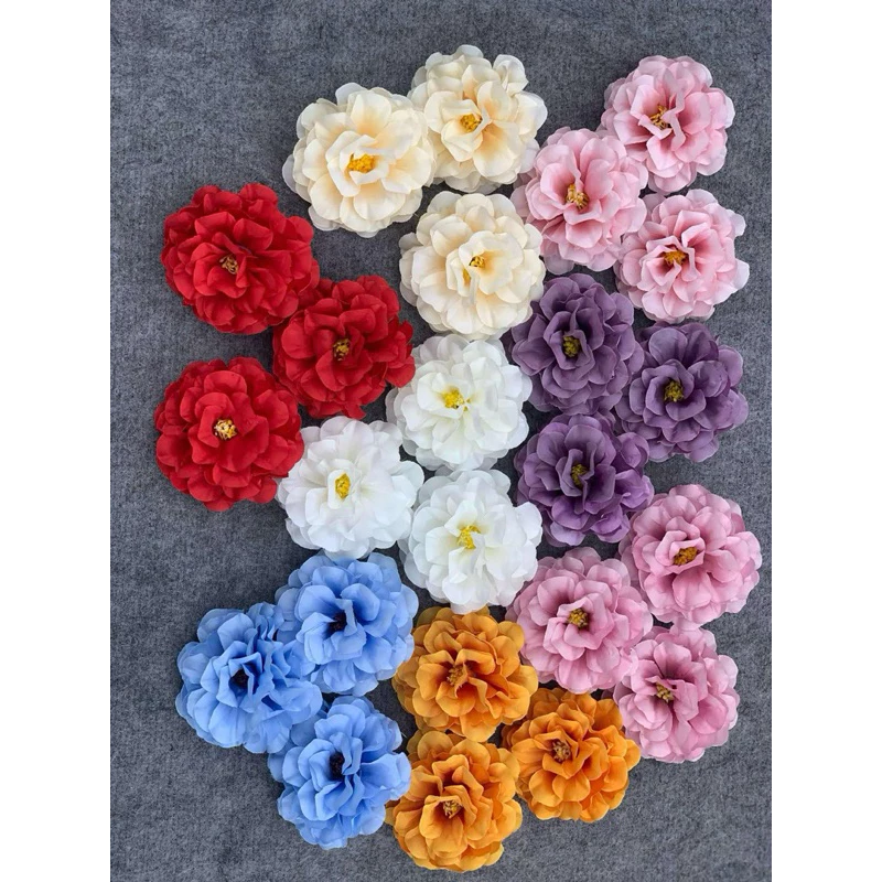 (conbo 10bông) Đầu bông hoa dược xoăn lụa dùng trang trí, decor Tết