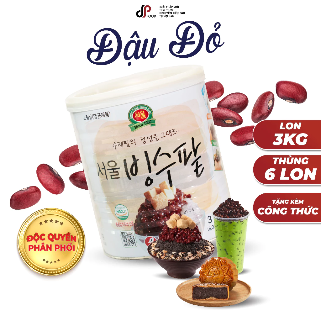 Đậu Đỏ Đóng Hộp Hàn Quốc 3KG - Good Morning Seoul - Làm Chè, Topping Trà Sữa, Bingsu, Đá Xay,...