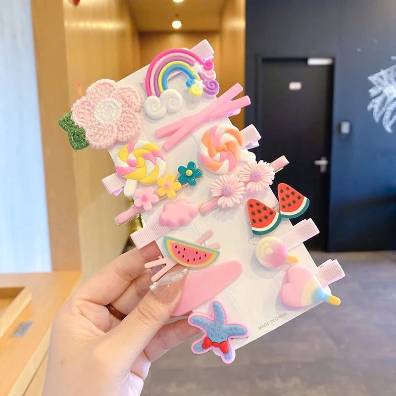 Set 14 Kẹp tóc Mái Hoạt hình Cute Phong cách Hàn Quốc dễ thương siêu Cho Bạn Gái Bé Gái