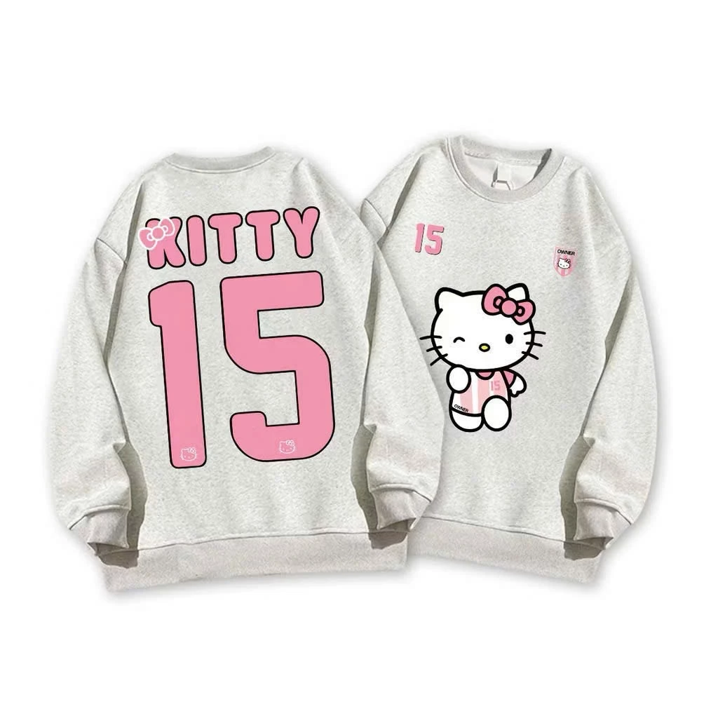 Áo Swet Nỉ Nữ in hình 2 mặt Kitty 15 xinh xắn bo viền xinh xắn dễ thương
