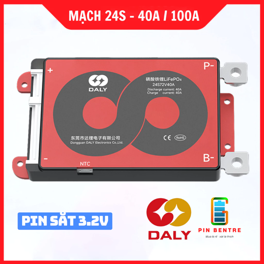 Mạch 24S 72V/87.6V 40A - 100A Daly Cân Bằng và Bảo Vệ Pin Sắt 3.2V Có Cảm Biến Nhiệt NTC [PBT247]