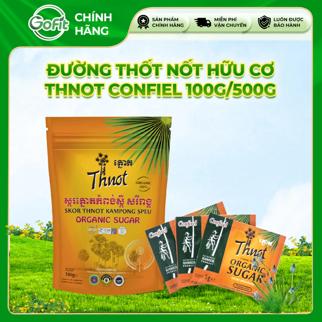 Đường Thốt Nốt Hữu Cơ Organic Thnot Confirel Gói 500g, 100G, Hộp 250g