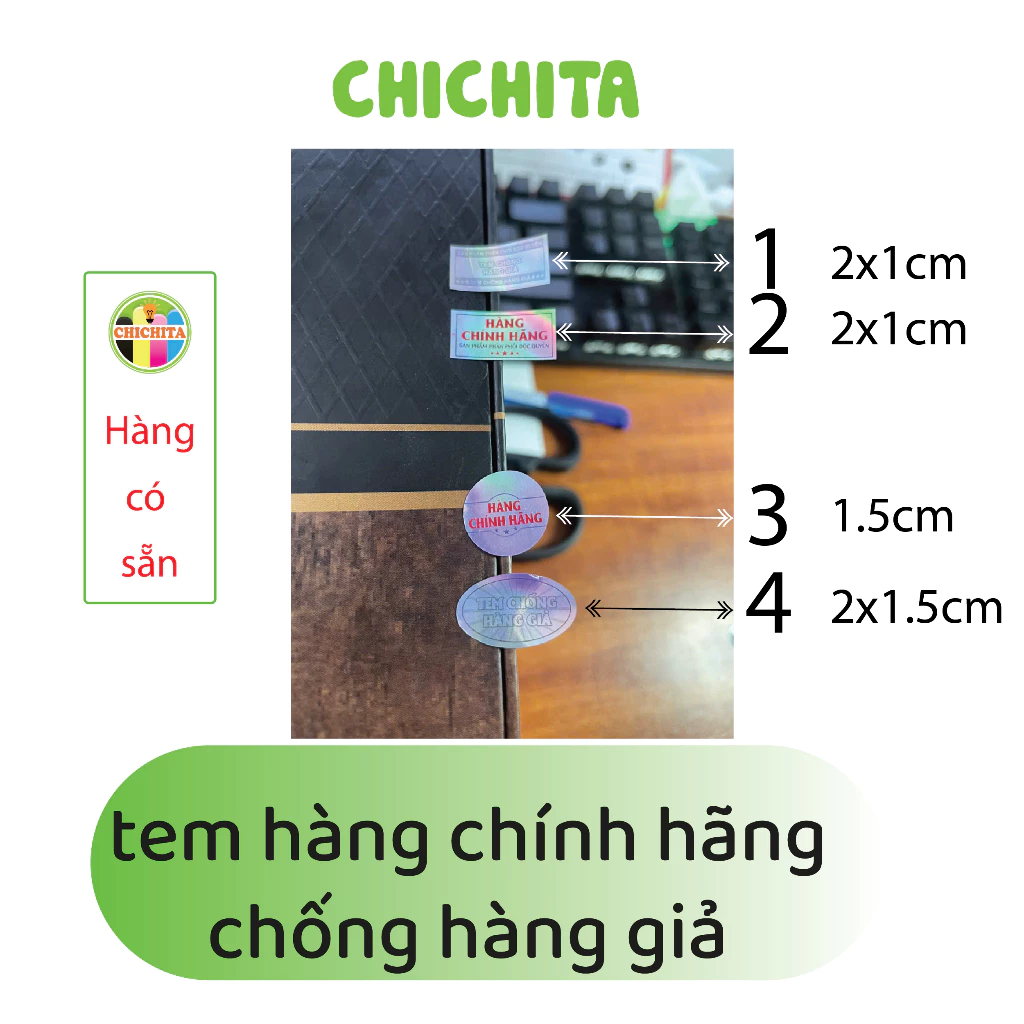 Set 245Tem chống hàng giả, tem hàng chính hãng 7 màu