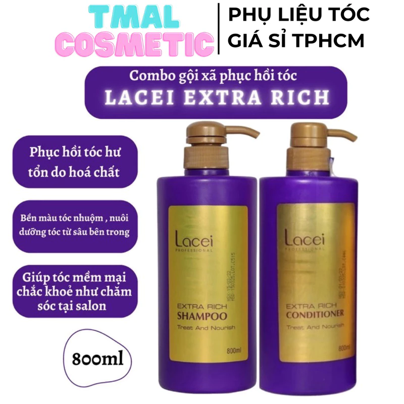 Dầu gội, xã Lacei Extra Rich phục hồi tóc hư tổn 800ml cam kết chính hãng công ty