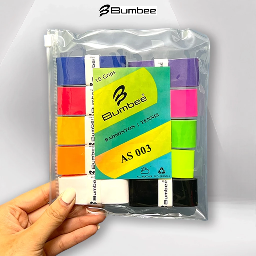 Quấn vợt cầu lông êm bám dính BUMBEE AS003 vỉ 10 chiếc túi ZIP tiện lợi dành cho người ra nhiều mồ hôi dài 110cm